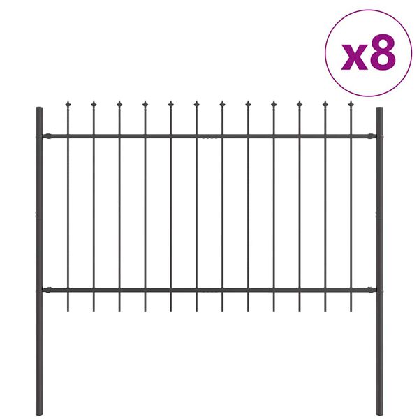 vidaXL Valla de Jard&iacute;n 8 pcs Gris 13,6 x 0,8 m