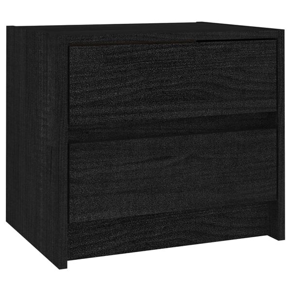 vidaXL Mesita de noche madera maciza de pino negro 40x30,5x35,5 cm