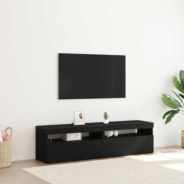 vidaXL Mueble de TV 2 pcs Roble Negro 75 x 35 x 40 cm