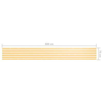 vidaXL Toldo para balcón tela oxford blanco y amarillo 75x600 cm