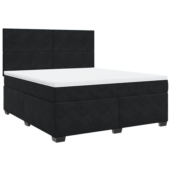 vidaXL Cama box spring con colch&oacute;n terciopelo negro 180x200 cm