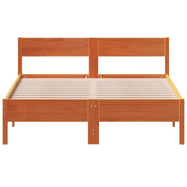 vidaXL Estructura de cama sin colch&oacute;n madera maciza marr&oacute;n 120x190 cm