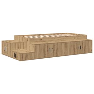 vidaXL Cama con almacenamiento Roble artesanal 75 cm