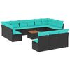 vidaXL Set de sof&aacute;s de jard&iacute;n y cojines 14 pzas rat&aacute;n sint&eacute;tico negro