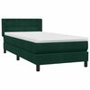 vidaXL Cama box spring con colch&oacute;n terciopelo verde oscuro 90x220 cm