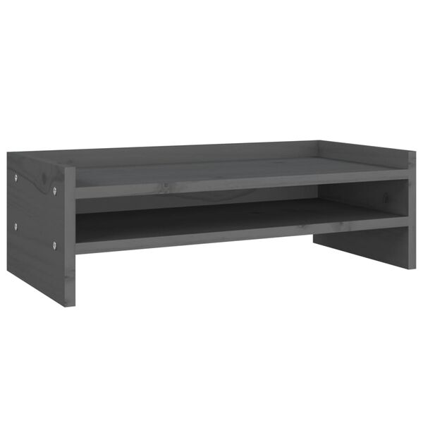 vidaXL Soporte para monitor madera maciza de pino gris 50x24x16 cm