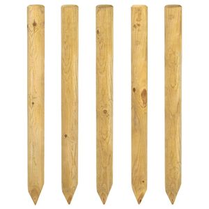 vidaXL Postes de valla 5 uds. Marr&oacute;n 100 cm Madera de Pino Maciza