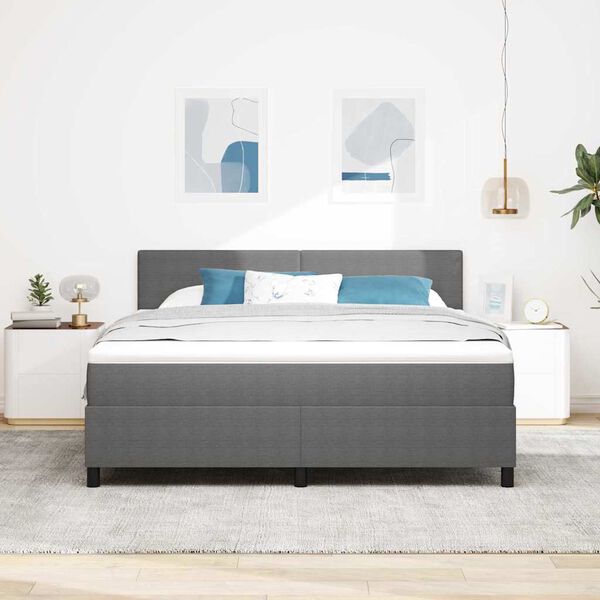 vidaXL Cama Box Spring LED Gris claro y . 180 x 200 cm Tela de Pana
