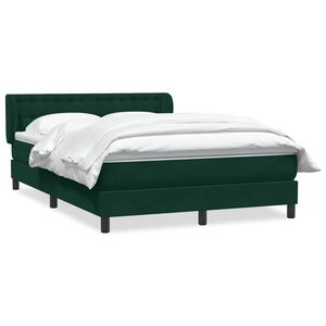 vidaXL Cama box spring con colch&oacute;n terciopelo verde oscuro 160x220 cm