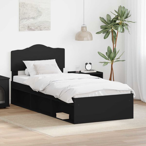 vidaXL Estructura de cama Negro 90 x 200 cm Madera de pino macizo