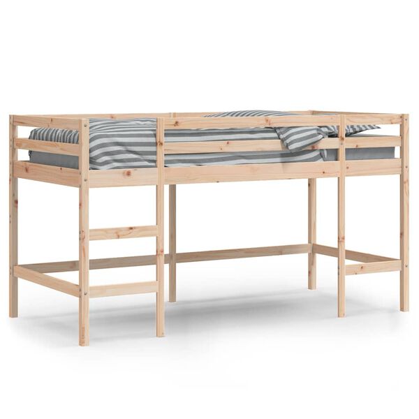 vidaXL Cama alta de niños con escalera madera maciza pino 90x190 cm