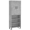 vidaXL Aparador alto madera contrachapada gris hormig&oacute;n 69,5x34x180 cm