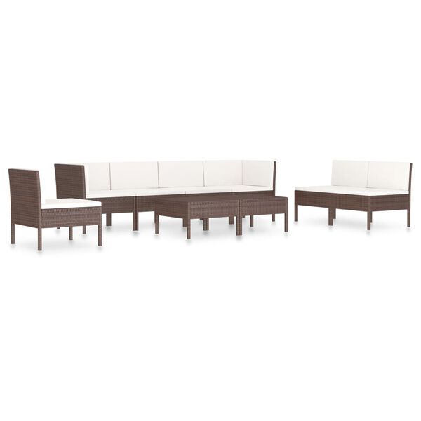vidaXL Set muebles de jardín 9 pzas y cojines ratán sintético marrón