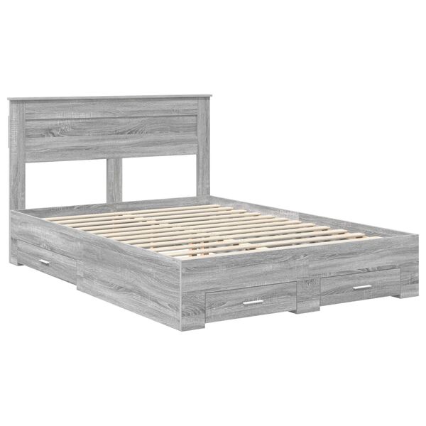 vidaXL Estructura de cama con cabecera Gris Sonoma 140 x 190 cm
