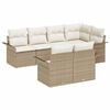 vidaXL Conjunto de sof&aacute; de jard&iacute;n 7 uds. Beige Polirat&aacute;n