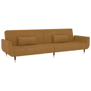 vidaXL Sof&aacute; cama de 2 plazas con dos cojines terciopelo marr&oacute;n
