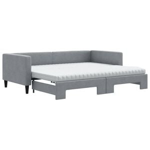 vidaXL Sof&aacute; cama nido con colch&oacute;n tela gris claro 90x190 cm
