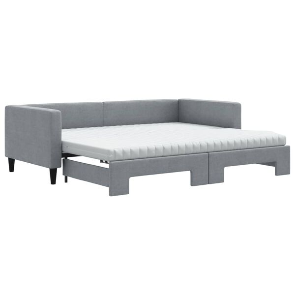 vidaXL Sofá cama nido con colchón tela gris claro 90x190 cm