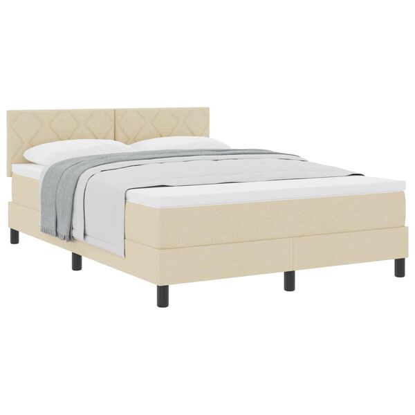 vidaXL Cama tipo Box Spring con colch&oacute;n Crema 140 x 200 cm tela