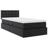 vidaXL Cama con almacenamiento y LED Negro 90 x 190 cm Cuero sint&eacute;tico