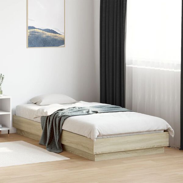 vidaXL Estructura de cama sin colch&oacute;n madera roble Sonoma 90x200 cm