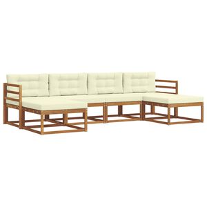 vidaXL Conjunto de sof&aacute;s de exterior con coj&iacute;n 6 pcs Natural y Crema