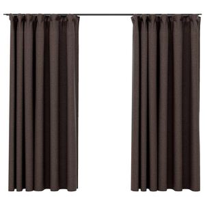 vidaXL Cortinas opacas ganchos look de lino 2 pzs gris taupe 140x175cm