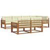 vidaXL Conjunto de sof&aacute;s de exterior con coj&iacute;n 7 pcs Natural y Crema