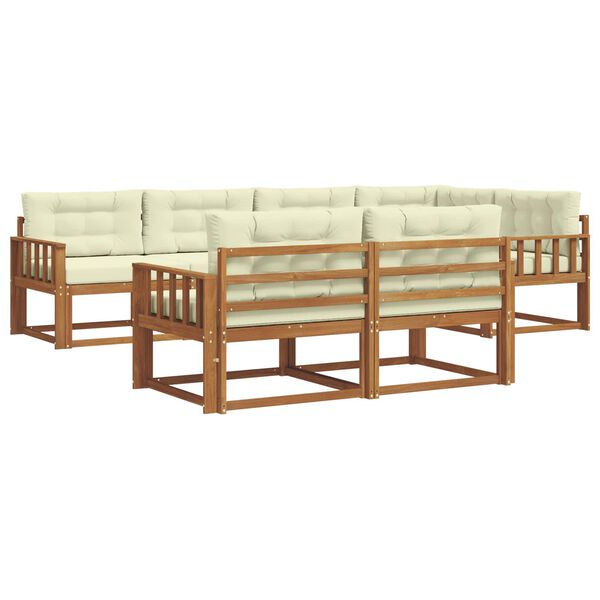 vidaXL Conjunto de sof&aacute;s de exterior con coj&iacute;n 7 pcs Natural y Crema