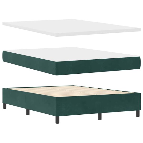 vidaXL Cama tipo Box Spring Verde oscuro 140 x 200 cm Terciopelo