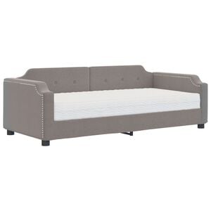 vidaXL Sof&aacute; cama con colch&oacute;n tela gris taupe 80x200 cm