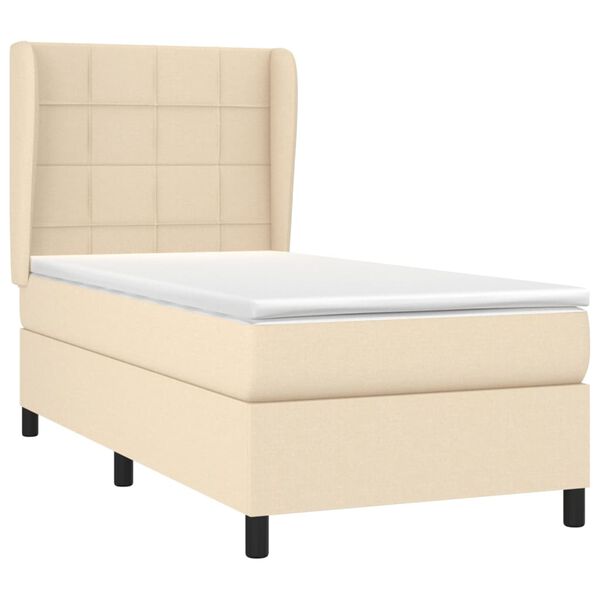 vidaXL Cama box spring con colch&oacute;n tela color crema 90x190 cm