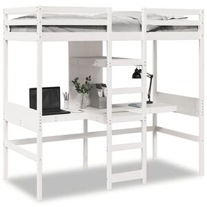 vidaXL Cama alta sin colch&oacute;n madera maciza de pino blanco 90x190 cm