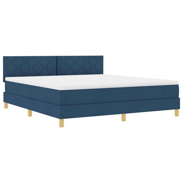 vidaXL Cama box spring con colch&oacute;n con colch&oacute;n Azul 180 x 200 cm tela