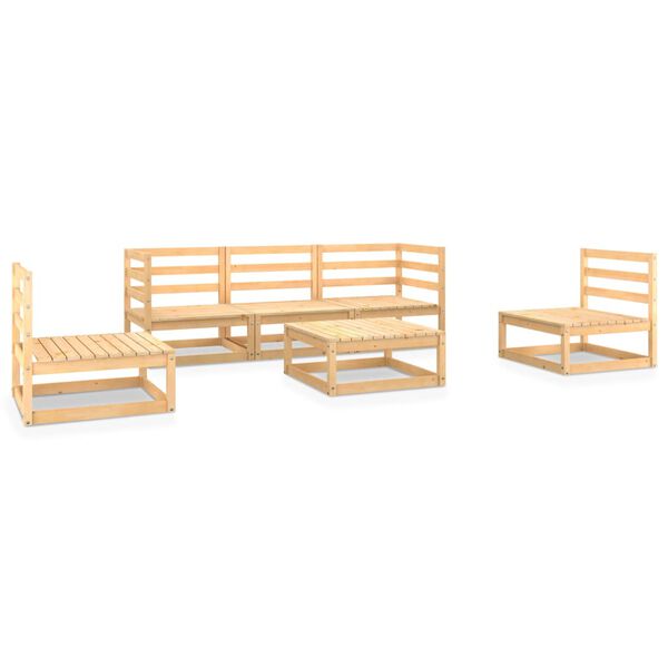 vidaXL Juego de muebles de jard&iacute;n 6 piezas madera maciza de pino