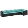 vidaXL Set muebles de jard&iacute;n 6 piezas y cojines rat&aacute;n sint&eacute;tico negro