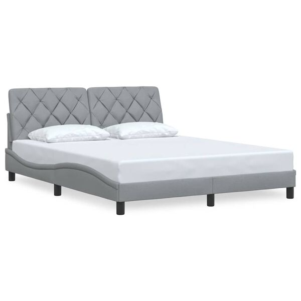 vidaXL Estructura de cama sin colch&oacute;n tela gris claro 160x200 cm