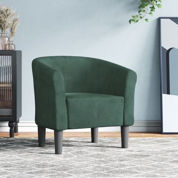 vidaXL Sill&oacute;n de terciopelo verde oscuro