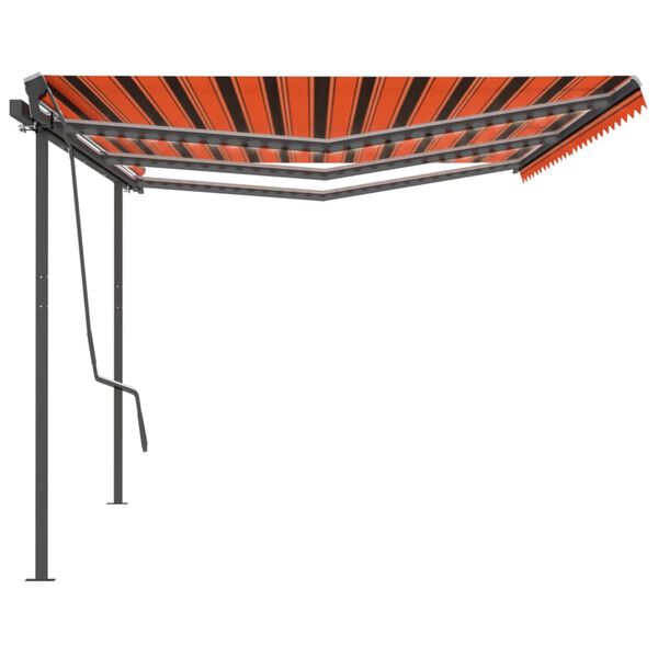 vidaXL Toldo autom&aacute;tico LED sensor de viento naranja marr&oacute;n 6x3,5 m
