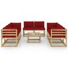 vidaXL Set de muebles de jard&iacute;n 9 piezas con cojines madera impregnada