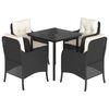 vidaXL Set de muebles jard&iacute;n 5 pzas con cojines rat&aacute;n sint&eacute;tico negro