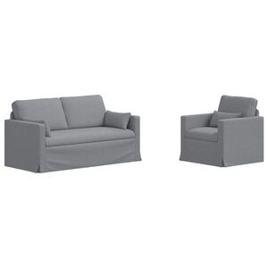 vidaXL Juego de Sof&aacute; 2 uds. Gris Claro tela