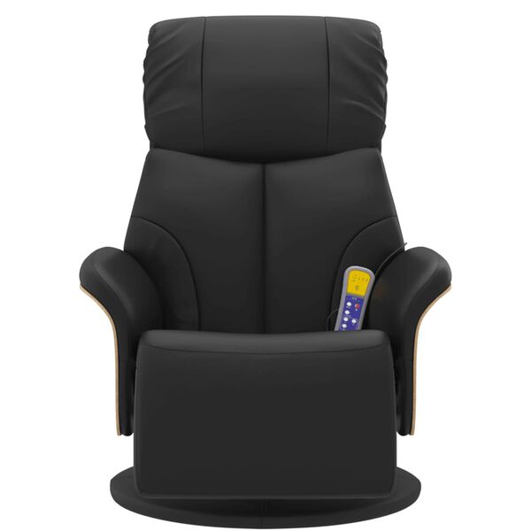 vidaXL Sill&oacute;n reclinable masaje con reposapi&eacute;s cuero sint&eacute;tico negro