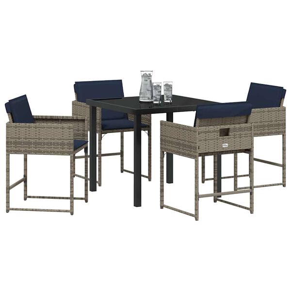 vidaXL Conjunto de Comedor de Jard&iacute;n 5 pcs Gris rat&aacute;n sint&eacute;tico