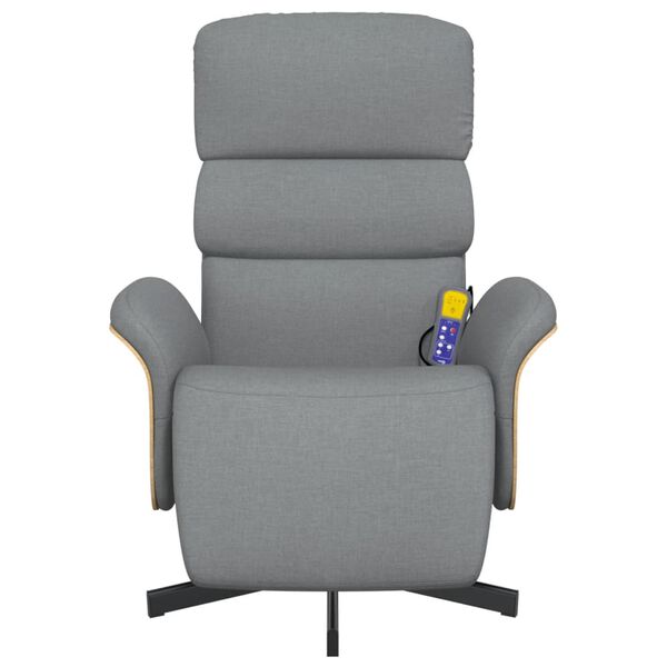 vidaXL Sill&oacute;n reclinable de masaje con reposapi&eacute;s tela gris claro
