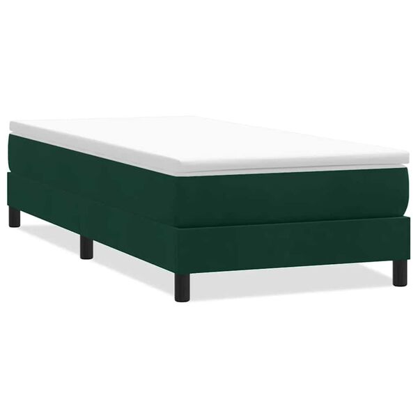 vidaXL Cama box spring sin colch&oacute;n terciopelo verde oscuro 90x210 cm