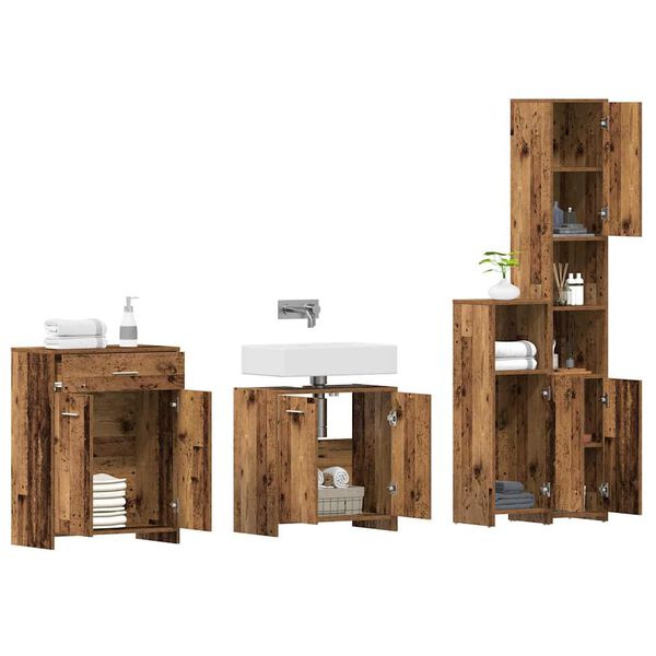 vidaXL Juego de muebles de baño 4 piezas madera ingeniería envejecida
