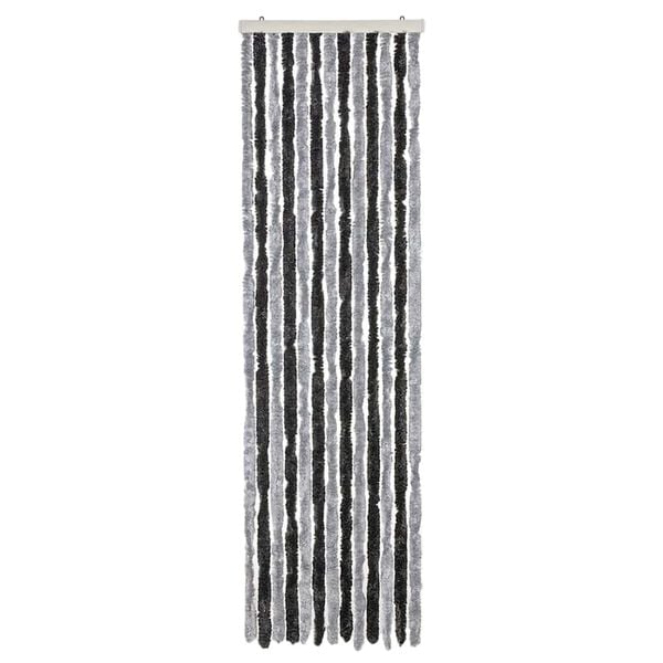vidaXL Cortina antimoscas chenilla gris y negro 56x185 cm
