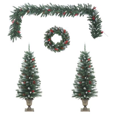vidaXL Set de decoración navideña para puerta 4 piezas PVC