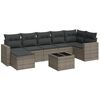 vidaXL Set de sof&aacute;s de jard&iacute;n 8 pzas y cojines rat&aacute;n sint&eacute;tico gris